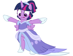 Size: 8700x6680 | Tagged: safe, artist:laszlvfx, imported from derpibooru, twilight sparkle, alicorn, pony, the last problem, absurd resolution, bipedal, clothes, coronation dress, dress, hoof shoes, looking down, second coronation dress, simple background, solo, t pose, transparent background, twilight sparkle (alicorn), vector