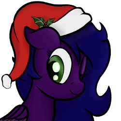 Size: 1000x1000 | Tagged: safe, artist:ahorseofcourse, oc, oc only, oc:midnight lily, pegasus, pony, christmas, hat, holiday, holly, santa hat, solo