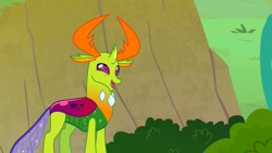 Size: 1280x720 | Tagged: safe, imported from derpibooru, screencap, thorax, changedling, changeling, triple threat, cute, happy, king thorax, male, solo, thorabetes