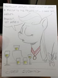 Size: 1536x2048 | Tagged: safe, artist:andypriceart, imported from derpibooru, applejack, earth pony, pony, apple cider, female, mare, monochrome, pencil drawing, solo, traditional art