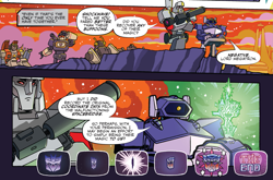 Size: 1491x983 | Tagged: safe, artist:tonyfleecs, idw, imported from derpibooru, robot, spoiler:comic, spoiler:friendship in disguise, spoiler:friendship in disguise04, crossover, decepticon, insecticons, kickback, male, megatron, shockwave, soundwave, starscream, the end, twilight's castle