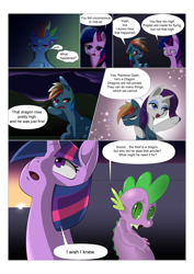 Size: 4961x7016 | Tagged: safe, artist:zettaidullahan, imported from derpibooru, rainbow dash, rarity, spike, twilight sparkle, alicorn, dragon, earth pony, pony, comic:curse and madness, comic, female, mare, mlpcam, twilight sparkle (alicorn)