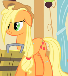 Size: 615x683 | Tagged: safe, imported from derpibooru, screencap, applejack, earth pony, pony, party of one, cropped, female, mare, solo, wet, wet mane