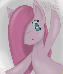 Size: 1024x1195 | Tagged: safe, artist:ashesdarkpony, imported from derpibooru, pinkie pie, earth pony, pony, female, heart eyes, hello, pinkamena diane pie, solo, wingding eyes