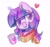 Size: 2052x1944 | Tagged: safe, artist:musicfirewind, artist:wavecipher, imported from derpibooru, twilight sparkle, pony, bust, clothes, coffee, coffee cup, cup, eye clipping through hair, female, glowing horn, heart, horn, magic, mare, portrait, scarf, simple background, smiling, solo, telekinesis, white background