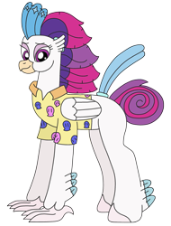 Size: 1863x2448 | Tagged: safe, artist:supahdonarudo, imported from derpibooru, queen novo, classical hippogriff, hippogriff, fanfic:a royal getaway, series:novoember, my little pony: the movie, alternate tailstyle, braid, clothes, curled tail, curly tail, cute, hawaiian shirt, novobetes, shirt, simple background, transparent background, vacation