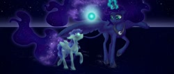 Size: 1280x549 | Tagged: safe, artist:shaslan, imported from derpibooru, princess luna, oc, alicorn, pegasus, pony, duo, psychopomp