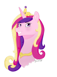 Size: 913x1227 | Tagged: safe, artist:twin-fan, imported from derpibooru, princess cadance, alicorn, pony, bust, female, grin, jewelry, mare, peytral, signature, simple background, smiling, solo, tiara, transparent background