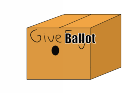 Size: 600x444 | Tagged: safe, imported from derpibooru, oc, oc only, oc:panne, bat pony, animated, ballot, box, food, french fries, gif, politics, voting
