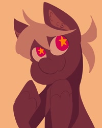 Size: 1080x1350 | Tagged: safe, artist:damedanbos, imported from derpibooru, oc, oc only, earth pony, pony, bust, earth pony oc, orange background, simple background, smiling, solo, starry eyes, wingding eyes
