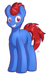 Size: 1372x2130 | Tagged: safe, artist:eisky, imported from derpibooru, oc, oc only, oc:foxidro, earth pony, pony, grin, looking at you, simple background, smiling, solo, spiky mane, standing, transparent background