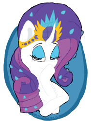 Size: 810x1080 | Tagged: safe, artist:lowname, imported from derpibooru, rarity, pony, unicorn, bedroom eyes, bust, crown, female, jewelry, mare, regalia, solo