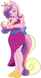 Size: 552x1049 | Tagged: safe, artist:phsuke, edit, imported from derpibooru, princess cadance, alicorn, anthro, unguligrade anthro, cropped, cropped porn, eyes closed, fanfic, fanfic art, fanfic cover, female, mare, partial hem, simple background, smiling, smirk, solo, story in the source, white background