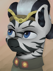 Size: 1560x2100 | Tagged: safe, artist:monx94, imported from derpibooru, oc, oc only, pony, zebra, equestria at war mod, africa, bust, female, military, simple background, solo