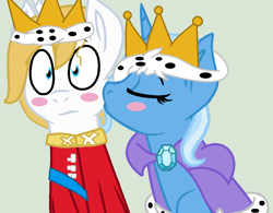 Size: 956x747 | Tagged: safe, artist:jadeharmony, artist:jadethepegasus, imported from derpibooru, prince blueblood, trixie, bluetrix, female, king and queen, male, shipping, straight