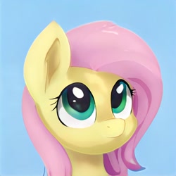 Size: 1024x1024 | Tagged: safe, artist:thisponydoesnotexist, imported from derpibooru, pony, ai content, ai generated, bust, cute, female, generator:thisponydoesnotexist, i can't believe it's not flutter, looking up, mare, neural network, not fluttershy, portrait, solo