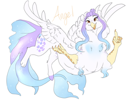 Size: 1280x1024 | Tagged: safe, artist:arexstar, imported from derpibooru, oc, oc only, oc:angel, draconequus, female, offspring, parent:gilda, simple background, solo, white background