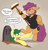 Size: 1450x1500 | Tagged: safe, artist:conmanwolf, imported from derpibooru, scootaloo, oc, oc:aura dawn, oc:aurora dawn, pony, broom, clothes, factory scootaloo, gravestone, hoodie