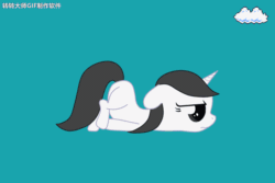 Size: 1024x683 | Tagged: artist needed, source needed, safe, imported from derpibooru, oc, oc only, pony, unicorn, animated, female, filly, gif, scootie belle, scooting, simple background, solo, teal background