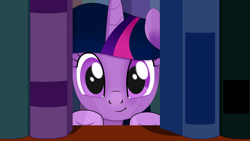 Size: 7680x4320 | Tagged: safe, artist:alhorse, imported from derpibooru, twilight sparkle, alicorn, pony, amending fences, absurd resolution, book, bookshelf, scene interpretation, smiling, solo, twilight sparkle (alicorn)