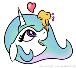Size: 330x297 | Tagged: safe, artist:banebuster, imported from derpibooru, philomena, princess celestia, phoenix, series:tiny tia, cute, cutelestia, daaaaaaaaaaaw, eyes closed, floating heart, floppy ears, heart, open mouth, phoenix chick, simple background, white background, younger
