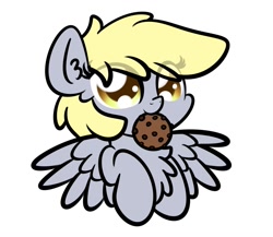 Size: 1200x1040 | Tagged: dead source, safe, artist:kimjoman, artist:php142, artist:purpleflix, imported from derpibooru, derpy hooves, pegasus, pony, chest fluff, commission, cookie, cute, derpabetes, ear fluff, eating, female, food, mare, simple background, solo, white background, ych example, your character here