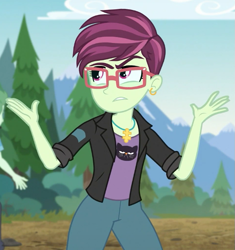 Size: 683x728 | Tagged: safe, imported from derpibooru, screencap, katie catley, equestria girls, equestria girls series, road trippin, background human, ear piercing, earring, female, glasses, jewelry, katrina hadley, piercing