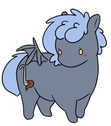 Size: 438x495 | Tagged: safe, artist:lockheart, imported from derpibooru, oc, oc only, oc:panne, bat pony, pony, bat pony oc, bat wings, blush sticker, blushing, chubby, female, mare, simple background, solo, spread wings, transparent background, wings