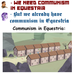 Size: 800x800 | Tagged: safe, imported from derpibooru, starlight glimmer, pony, unicorn, the cutie map, blackletter, communism, equal town, josef stalin, meme, our town, politics, stalin glimmer, stalinism, translation