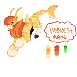 Size: 1280x1280 | Tagged: safe, artist:etchnsketches, imported from derpibooru, oc, oc only, oc:harvest apple, draconequus, hybrid, color palette, interspecies offspring, magical gay spawn, male, offspring, parent:big macintosh, parent:discord, parents:discomac, simple background, solo, white background