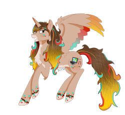 Size: 1357x1246 | Tagged: safe, artist:twin-fan, imported from derpibooru, oc, oc only, alicorn, pony, alicorn oc, female, grin, horn, mare, rainbow power, rainbow power-ified, raised hoof, signature, simple background, smiling, solo, transparent background, unshorn fetlocks, wings
