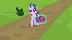 Size: 1920x1080 | Tagged: safe, imported from derpibooru, screencap, starlight glimmer, pony, unicorn, the last problem, glowing horn, horn, magic, magic aura, present, solo, trotting