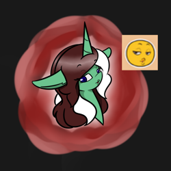 Size: 700x700 | Tagged: safe, artist:kaggy009, imported from derpibooru, oc, oc only, oc:peppermint pattie (unicorn), pony, unicorn, ask peppermint pattie, emoji, female, mare, solo