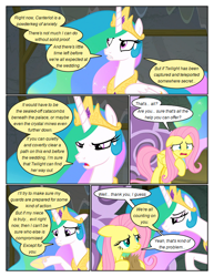 Size: 612x792 | Tagged: safe, artist:newbiespud, edit, edited screencap, imported from derpibooru, screencap, fluttershy, princess celestia, alicorn, pegasus, pony, comic:friendship is dragons, horse play, comic, dialogue, eyes closed, female, hoof on chest, hooves to the chest, hyperventilating, jewelry, mare, paper bag, peytral, raised hoof, screencap comic, tiara