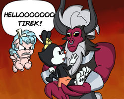 Size: 3000x2400 | Tagged: safe, artist:saburodaimando, imported from derpibooru, cozy glow, lord tirek, centaur, animaniacs, cozy glow is not amused, crossover, daimando is going to hell, dot warner, hello nurse, male, nose piercing, nose ring, piercing, septum piercing, tirek is not amused