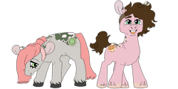 Size: 1280x640 | Tagged: safe, artist:rattastics, imported from derpibooru, oc, oc:everything bagel, oc:lox, earth pony, pony, brother and sister, female, male, offspring, parent:cheese sandwich, parent:pinkie pie, parents:cheesepie, siblings, simple background, transparent background