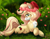 Size: 3200x2490 | Tagged: safe, artist:filama, imported from derpibooru, oc, oc only, oc:hollie, earth pony, pony, absurd resolution, bow, earth pony oc, female, floral head wreath, flower, high res, looking at you, lying down, mare, prone, smiling, smiling at you, solo