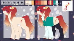 Size: 3600x2000 | Tagged: safe, artist:liefsong, imported from derpibooru, oc, oc only, oc:phoenix falsetto, earth pony, pony, clothes, cutie mark, ear piercing, earring, female, jewelry, piercing, reference sheet, socks, solo, sweater, transparent, unshorn fetlocks