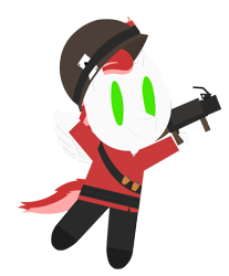 Size: 1261x1520 | Tagged: artist needed, safe, imported from derpibooru, oc, oc only, oc:swift apex, pegasus, pony, rocket launcher, simple background, soldier, soldier pony, solo, team fortress 2, transparent background