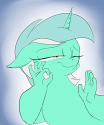 Size: 1280x1536 | Tagged: safe, alternate version, artist:rocket-lawnchair, imported from derpibooru, lyra heartstrings, anthro, pony, unicorn, female, hand, meme, pacha, suddenly hands, the emperor's new groove, when x just right