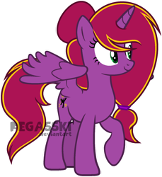 Size: 1024x1120 | Tagged: safe, artist:pegasski, imported from derpibooru, oc, oc only, oc:diamond-chi, alicorn, pony, female, mare, simple background, solo, transparent background, watermark