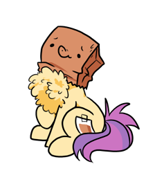 Size: 652x727 | Tagged: safe, artist:paperbagpony, imported from derpibooru, oc, oc:paper bag, chest fluff, cute, excessive chest fluff, fake cutie mark, female, impossibly large chest fluff, mare, ocbetes, paper bag, simple background, white background