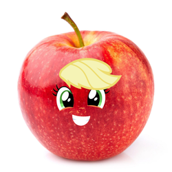 Size: 1500x1500 | Tagged: safe, artist:felipeeu, edit, imported from derpibooru, applejack, earth pony, pony, apple, applejack becoming an apple, food, food tf, food transformation, green eyes, grin, inanimate tf, simple background, smiley face, smiling, solo, transformation, white background