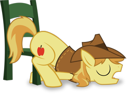 Size: 6727x5000 | Tagged: safe, artist:frownfactory, imported from derpibooru, braeburn, earth pony, pony, appleoosa's most wanted, chair, clothes, eyes closed, face down ass up, hat, male, simple background, sleeping, solo, stallion, transparent background, vector, vest