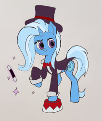 Size: 2268x2669 | Tagged: safe, artist:zosma-art, imported from derpibooru, trixie, pony, unicorn, bow, female, hat, mare, paint tool sai, solo, traditional art, wand