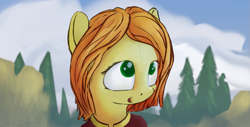 Size: 1413x716 | Tagged: safe, artist:geljado, imported from derpibooru, oc, oc only, oc:sweet corn, earth pony, pony, bust, digital art, female, solo