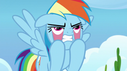 Size: 1920x1080 | Tagged: safe, imported from derpibooru, screencap, rainbow dash, pegasus, pony, the last problem, eyelid pull, faic, female, flying, frustrated, gritted teeth, growl, mare, rainbow dash is best facemaker, solo