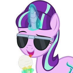 Size: 1147x1147 | Tagged: safe, artist:the smiling pony, imported from derpibooru, starlight glimmer, pony, unicorn, .svg available, female, food, glasses, ice cream, levitation, licking, magic, smiling, solo, sunglasses, svg, telekinesis, tongue out, vector