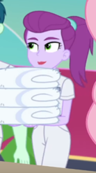 Size: 239x434 | Tagged: safe, imported from derpibooru, screencap, mauve violette, equestria girls, equestria girls series, spring breakdown, cruise crew, cruise ship, cruise ship staff, female, towel, unnamed character, unnamed human