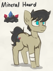 Size: 892x1181 | Tagged: safe, artist:marsminer, imported from derpibooru, oc, oc only, oc:mineral hoard, earth pony, pony, bandage, looking forward, male, no pupils, solo, stallion